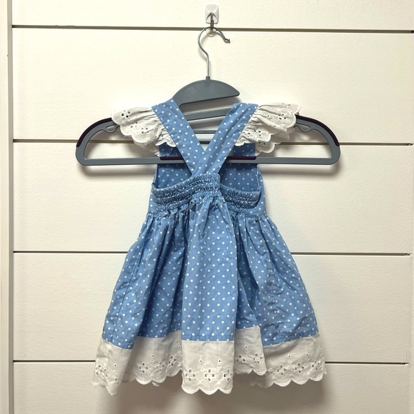 Eleanor Rose 12 mo blue polka dot dress - Picture 3 of 4
